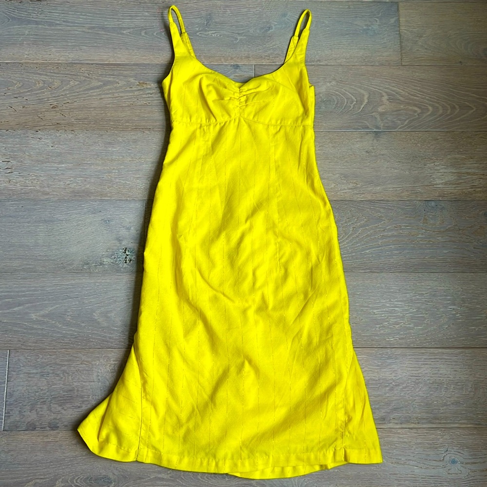 Christopher Totman bright yellow midi dress